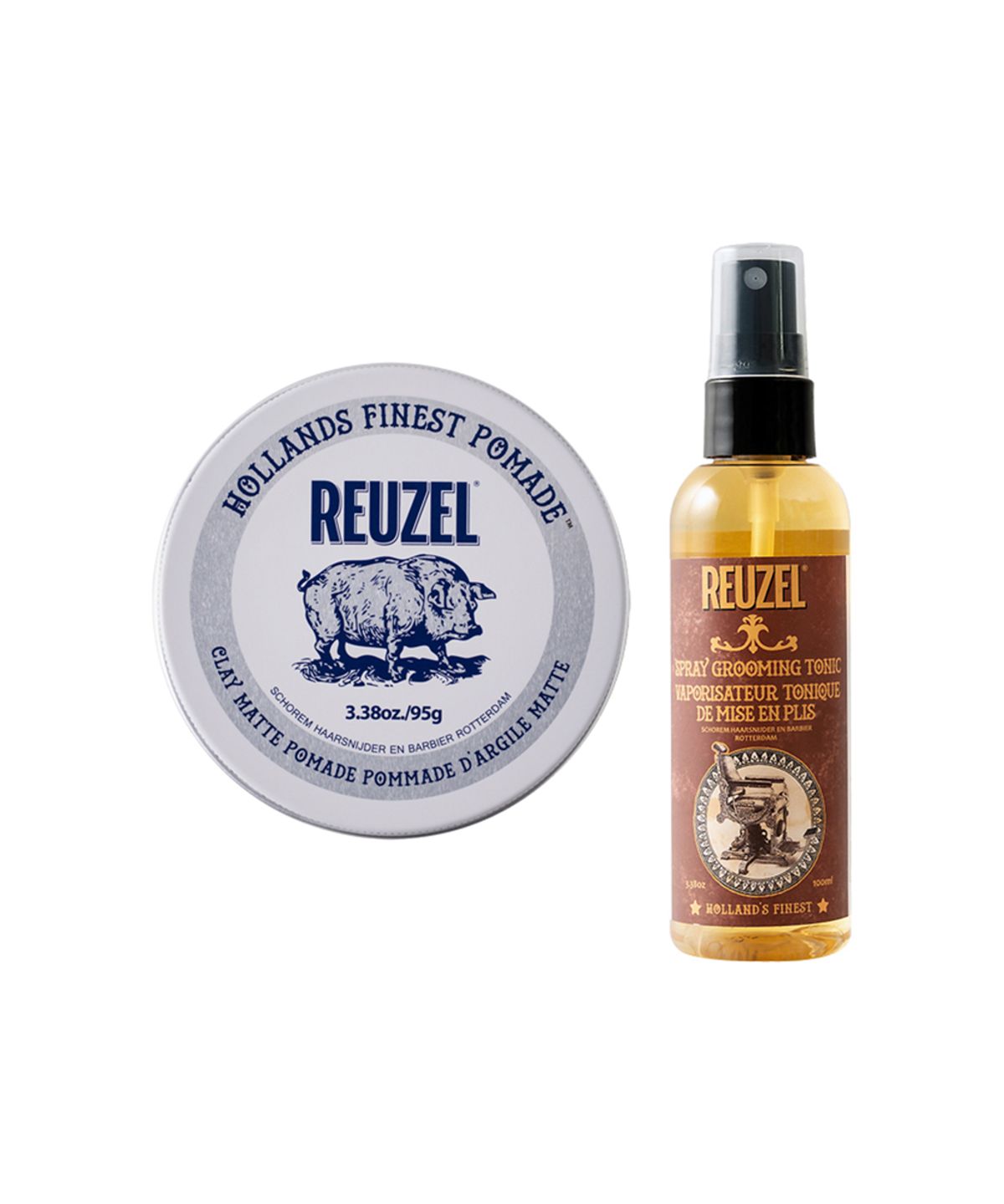 리우젤(REUZEL) 클레이 매트 포마드 95g + 스프레이 그루밍토닉 100ml