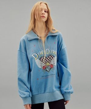 러브 집업 스웨트 셔츠_블루