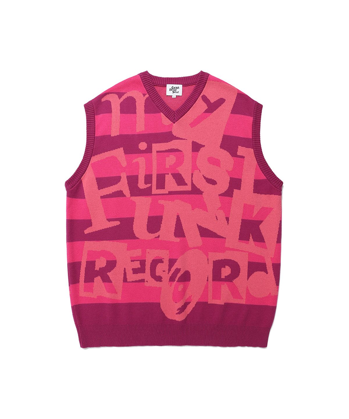 카비시(CAVISH) FUNK RECORD JACQUARD KNIT VEST PINK(CV2DMUK620A)