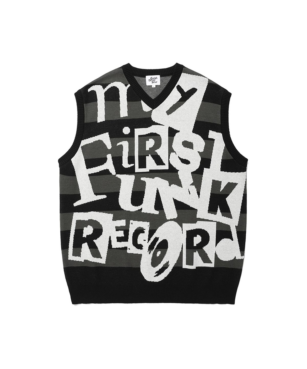 카비시(CAVISH) FUNK RECORD JACQUARD KNIT VEST BLACK(CV2DMUK620A)