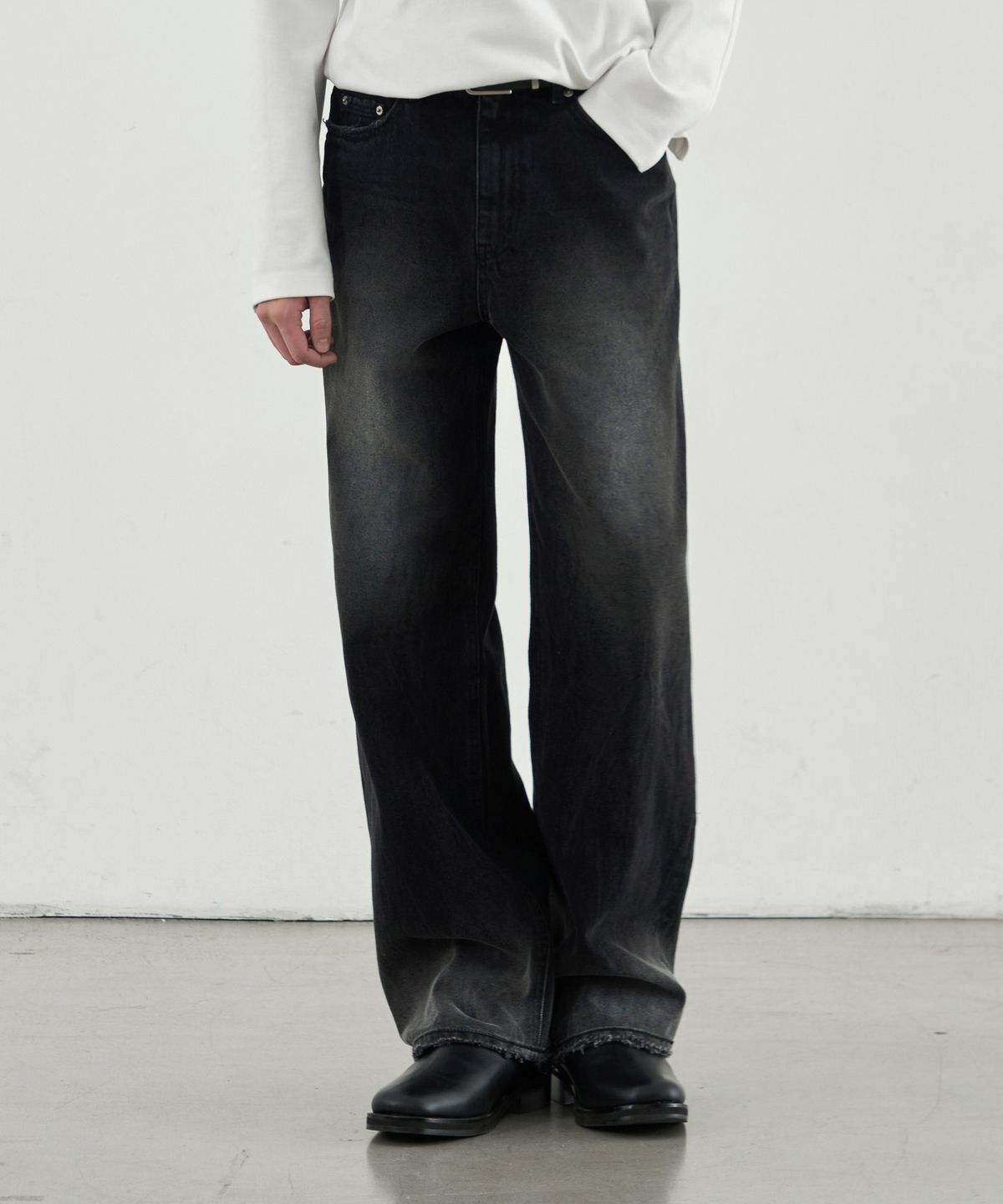 드로우핏(DRAW FIT) 그라데이션 워시드 와이드 데님 [BLACK]