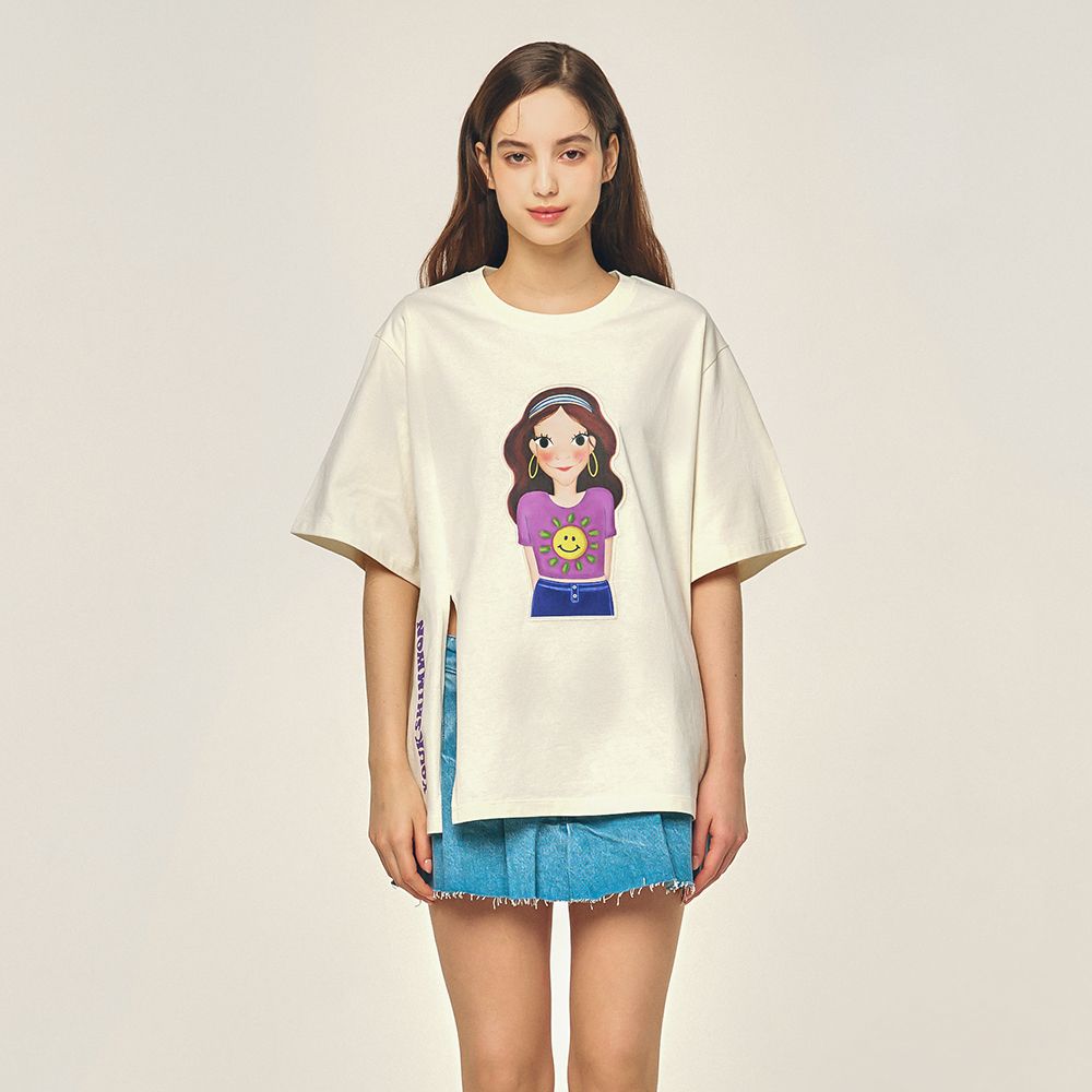 MUSINSA | YOUK SHIM WON Side slit T-shirt F Luna