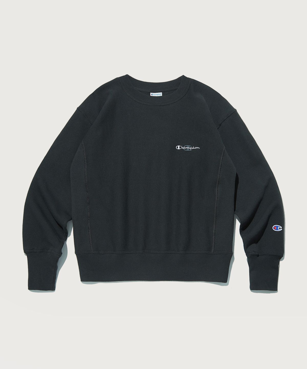 챔피온(CHAMPION) 여성 리버스위브 프렌치테리 스웨트셔츠 Black