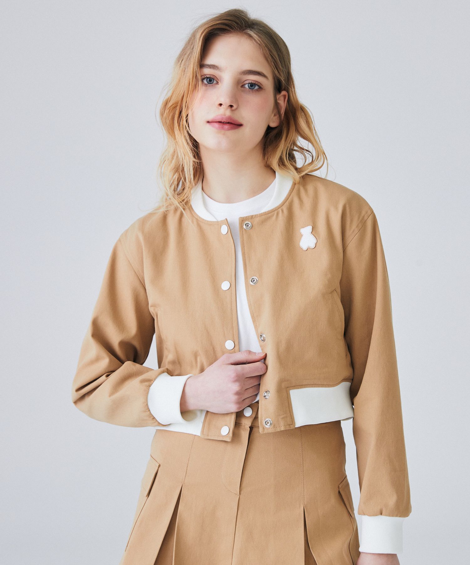AQO STUDIO SPACE★A BEAR KNIT STADIUM JACKET MUSINSA | AQO STUDIO SPACE bear stadium jacket beige
