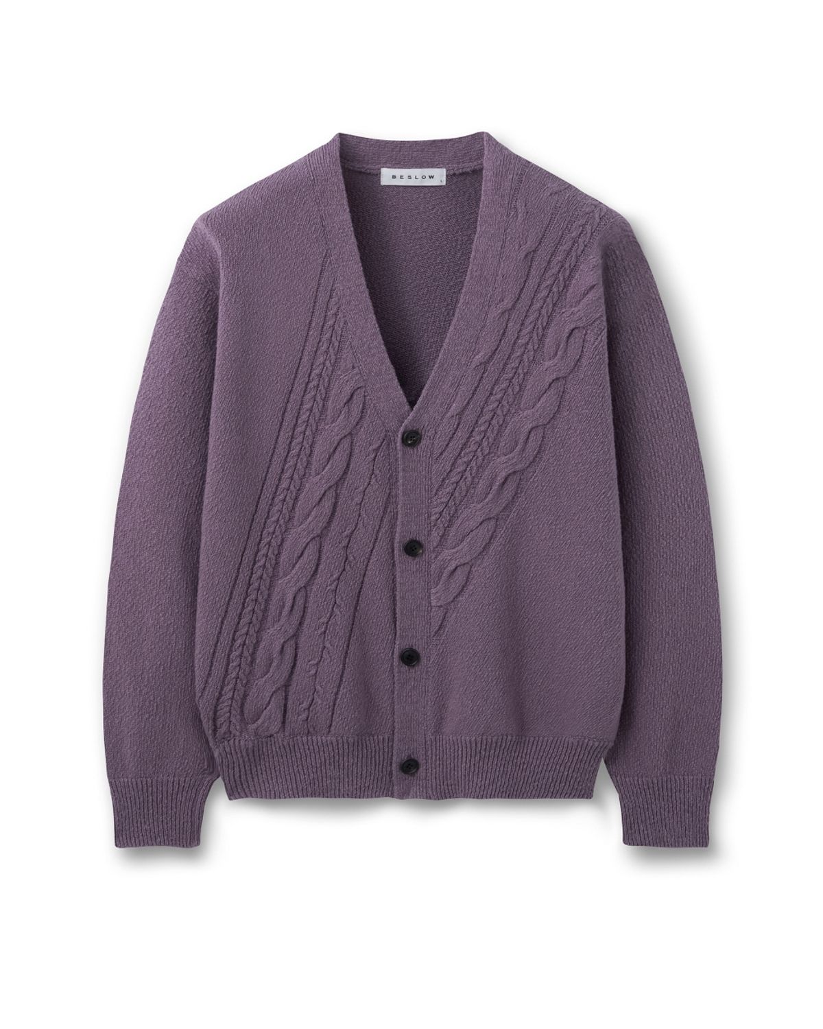 비슬로우(BESLOW) DIAGONAL CABLE CARDIGAN LILAC