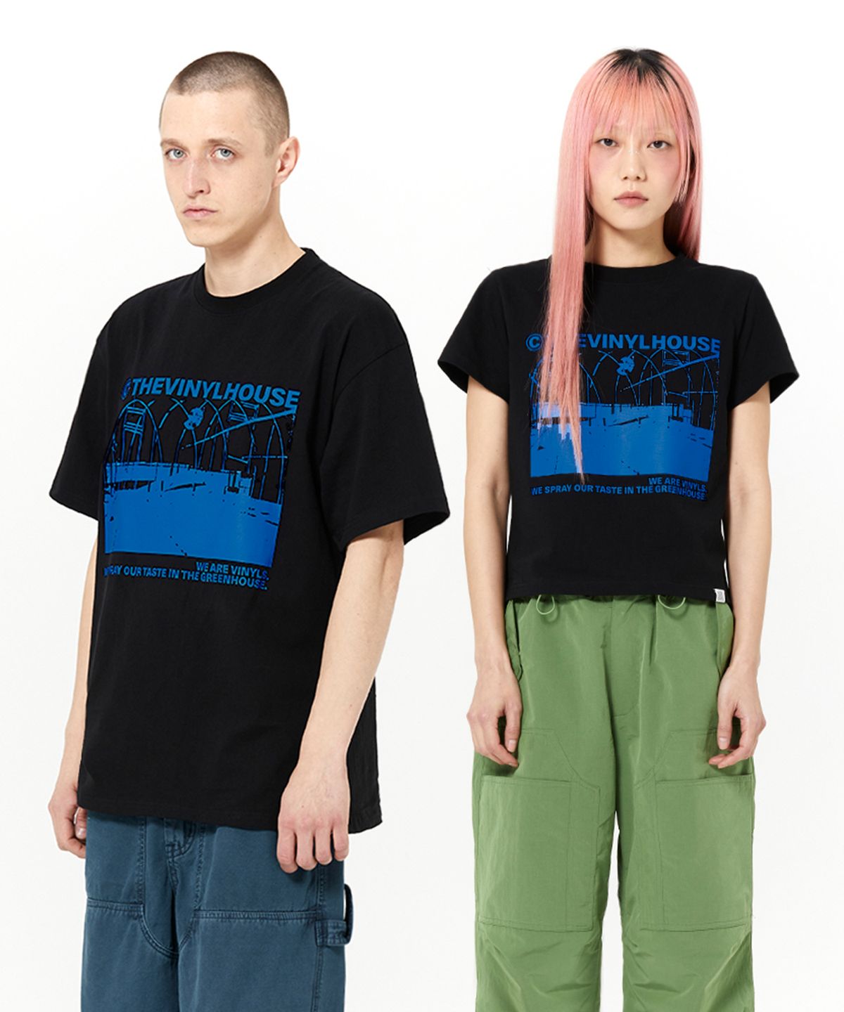 더바이닐하우스(THEVINYLHOUSE) GREENHOUSE TEE BLACK (VH2DSUT518A)