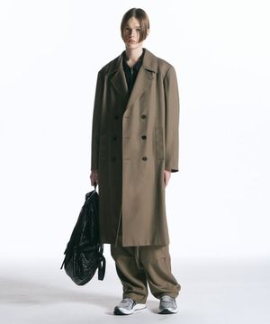 백 디테일 울 트렌치 코트 GREY BROWN