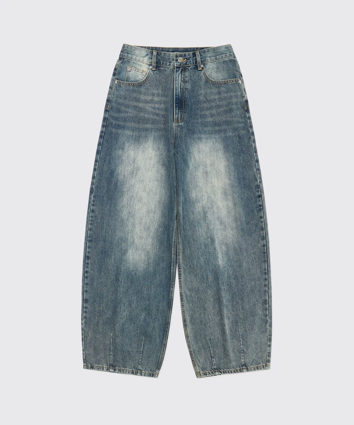 RONRON PATCH ROLL UP DENIM PANTS WHITE DOT BLUE CHECK