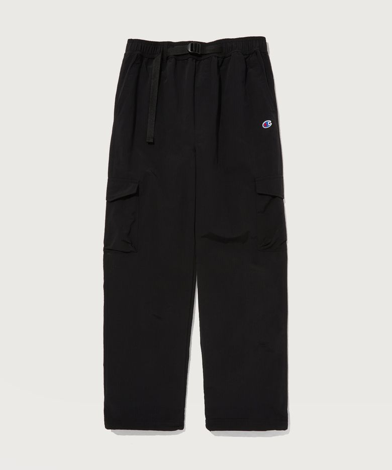 C로고 우븐 벨티드 카고 팬츠 Black