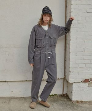 파번 5805 노카라 오버핏 그레이 점프수트