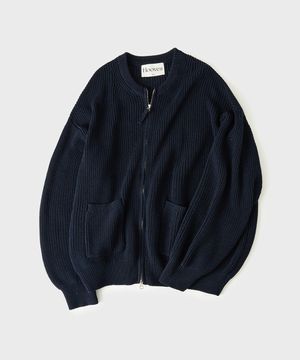코튼 투웨이 벌룬 니트 집업 [네이비]
