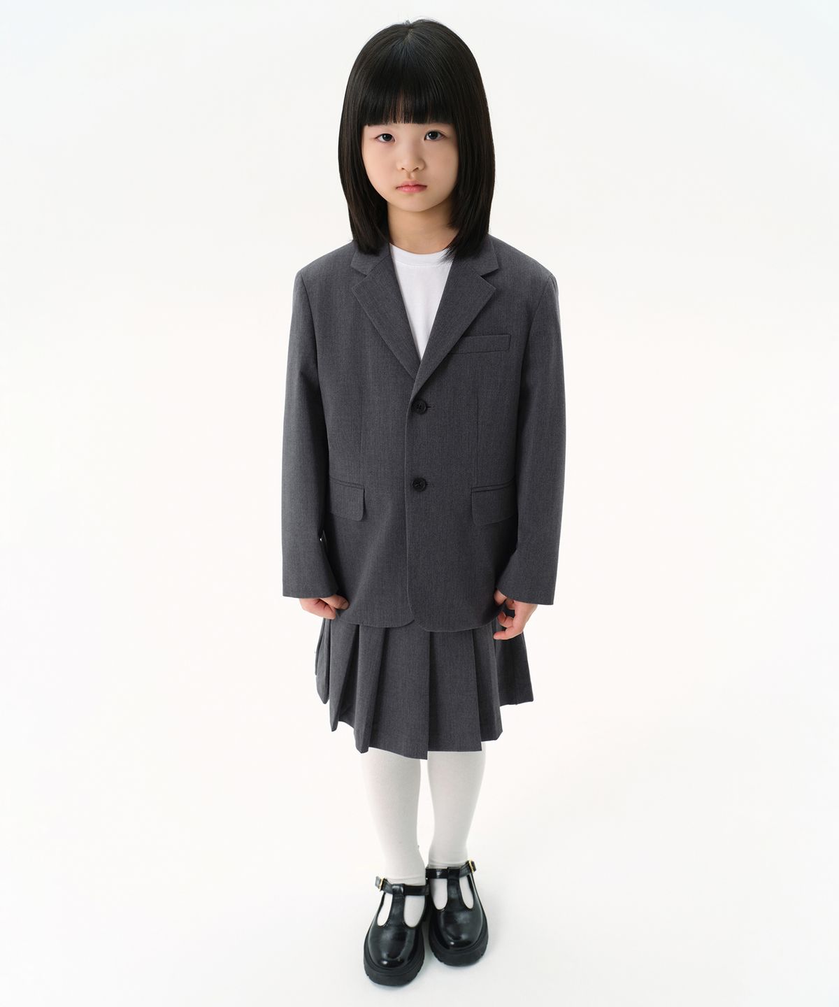 무신사 스탠다드 키즈(MUSINSA STANDARD KIDS) 베이식 블레이저 [미디엄 그레이]