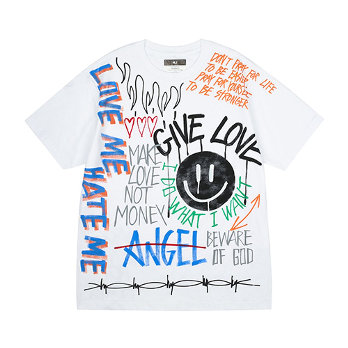 더 매드니스(THE MADNESS) HAND WORK DARK SMILE T-SHIRTS_WH