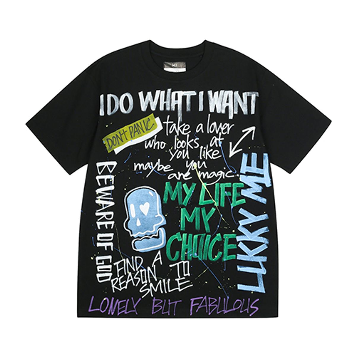 더 매드니스(THE MADNESS) HAND WORK SKULL T-SHIRTS_BK