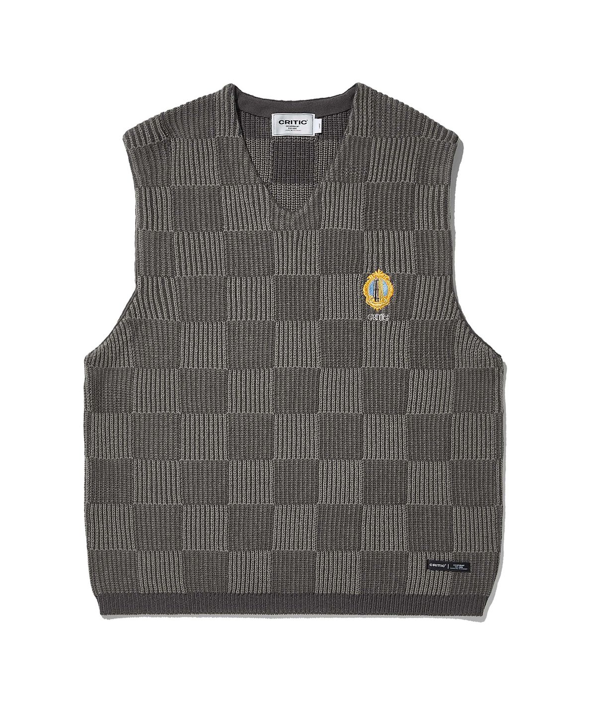 크리틱(CRITIC) Checkerboard Knit Vest Charcoal
