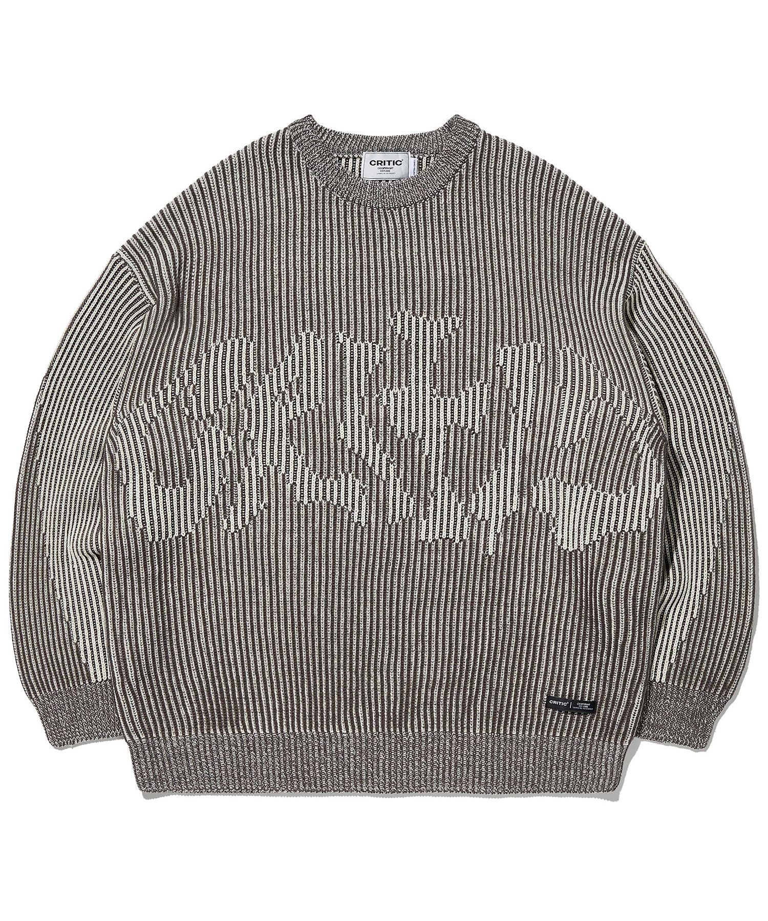 MUSINSA | CRITIC Goth Logo Knit Dark Gray