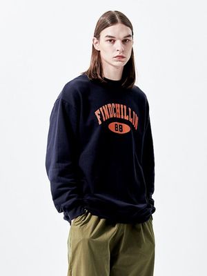 NY3032 바시티 로고 맨투맨 네이비