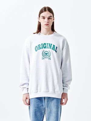 WM4032 오리지널 빈티지 캣 엠블럼 맨투맨 화이트멜란지