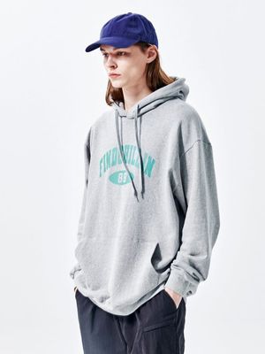 MG1032 바시티 로고 후드 멜란지그레이