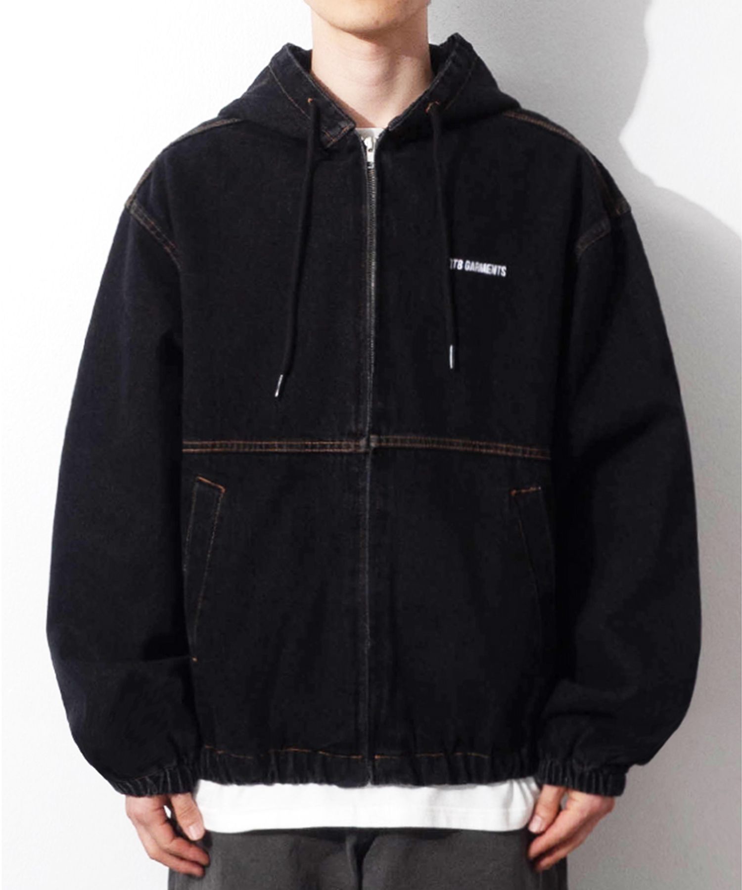 LS デニムフードジャケット / LS Denim Hood Jacket (Black)QT8