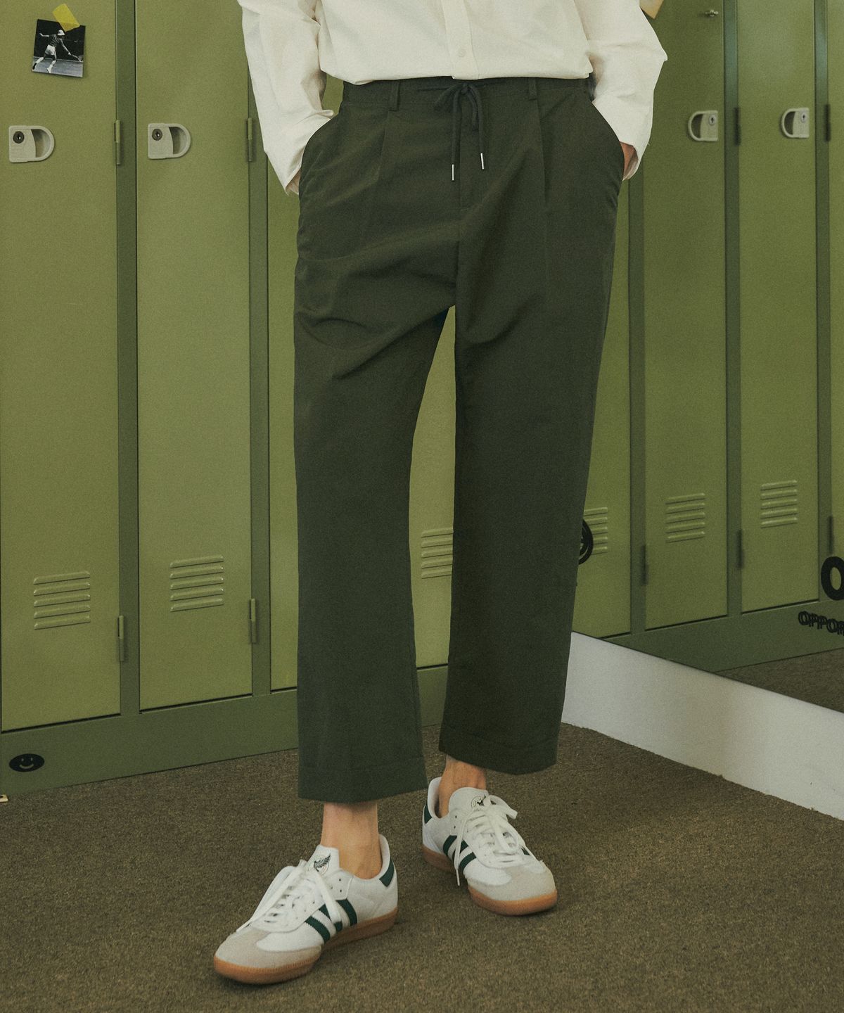 하프크라이즈 레이아웃(HALBKREIS LAYOUT) P10006 Turnup crop tapered pants_Khaki