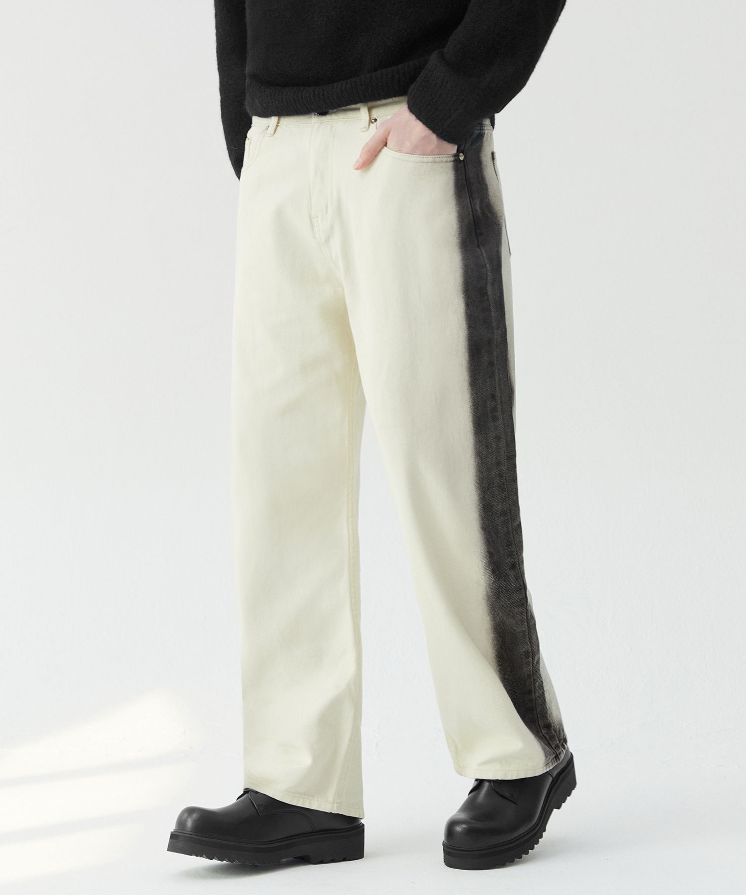 MUSINSA公式 | TRILLION Side Washing Wide Denim Pants_CREAM