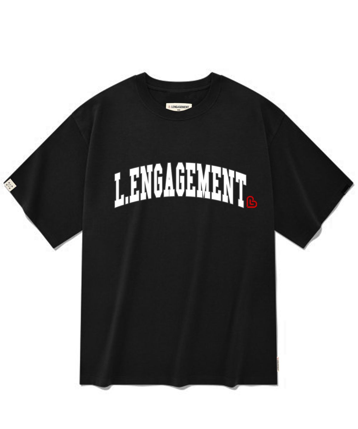 랑가주망(LENGAGEMENT) 오버사이즈 로우 아치 반팔티 [블랙]