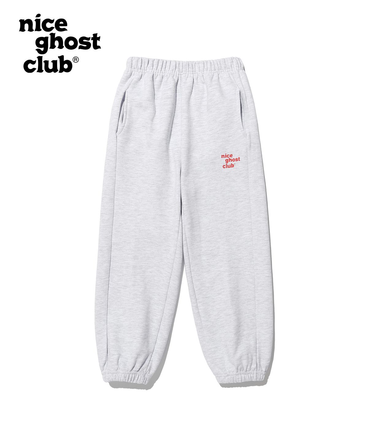나이스고스트클럽 키즈(NICE GHOST CLUB KIDS) 키즈 로고 스웻 팬츠_라이트그레이(NG2DSCPA09A)