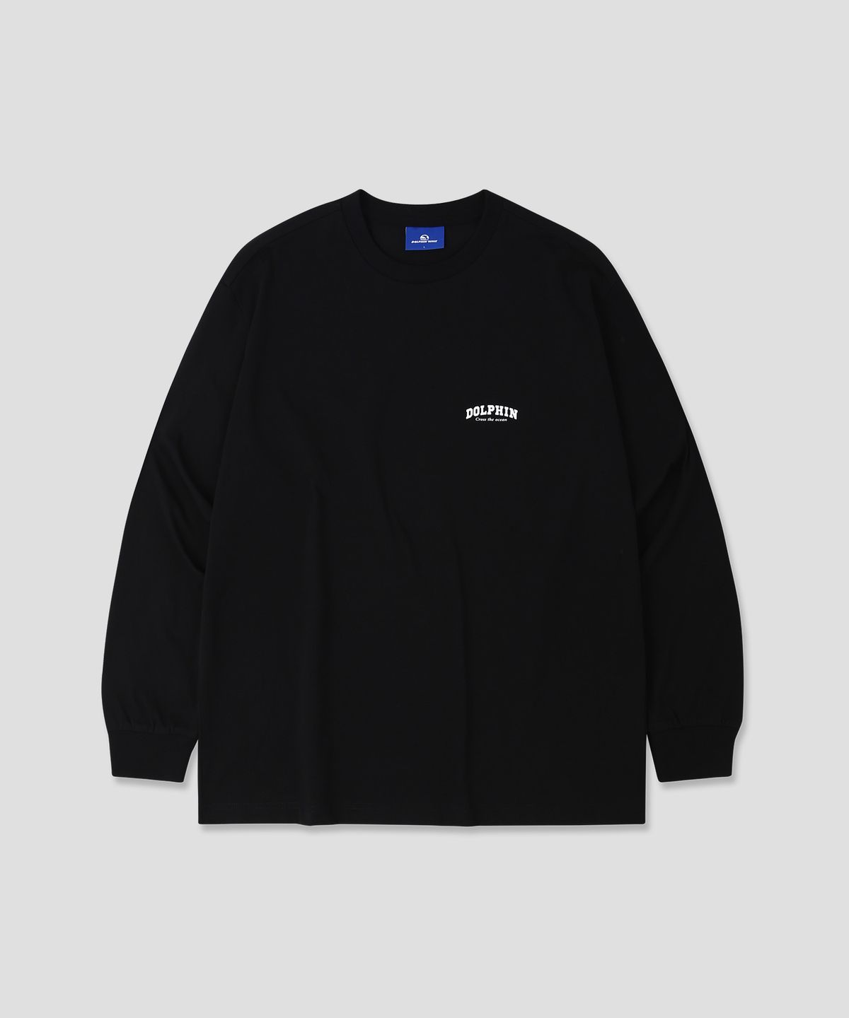 돌핀웨이브어패럴(DOLPHIN WAVE APPAREL) 돌핀 아치로고 롱 슬리브 티셔츠 블랙