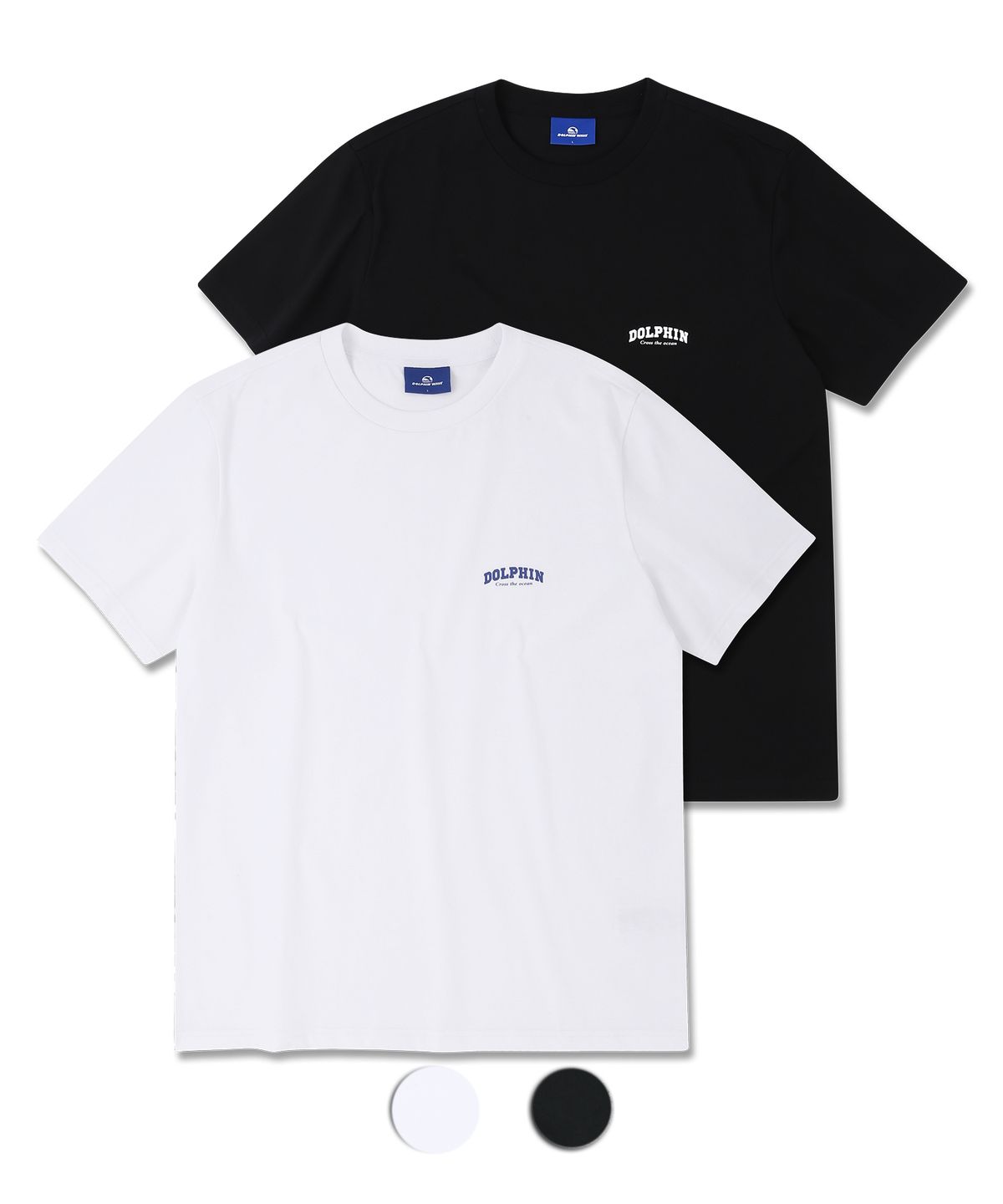 돌핀웨이브어패럴(DOLPHIN WAVE APPAREL) [2PACK]돌핀 아치로고 티셔츠 화이트 블랙 2팩