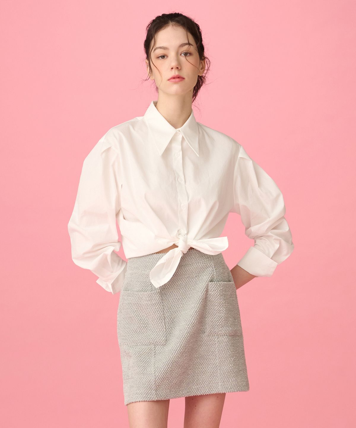디어피어(DEAR,PEER) 빅 칼라 커프스 셔츠 아이보리