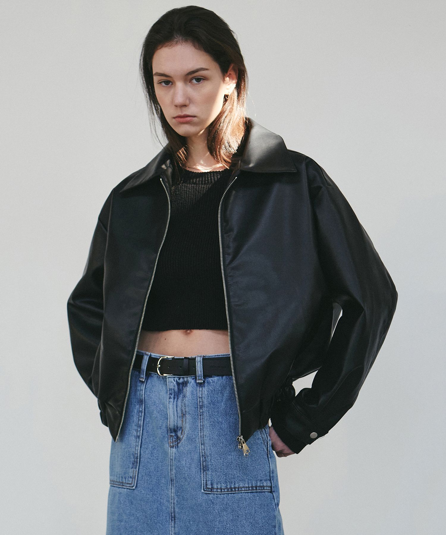 MUSINSA公式 | NICK&NICOLE NICOLE VEGAN LEATHER BLOUSON_BLACK