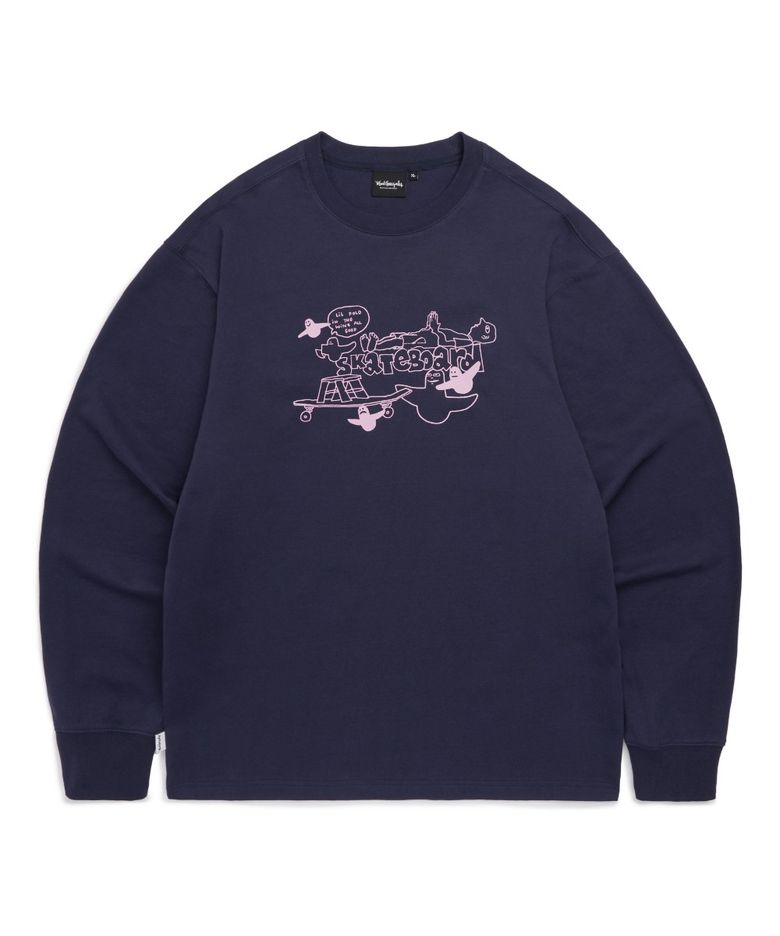 MG COLLAGE GRAPHIC L/S T-SHIRT - NAVY