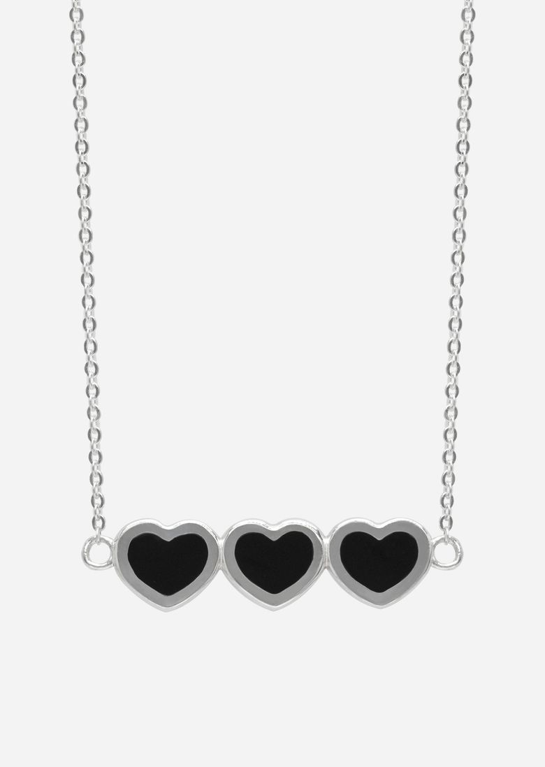 Triple Black Heart Necklace