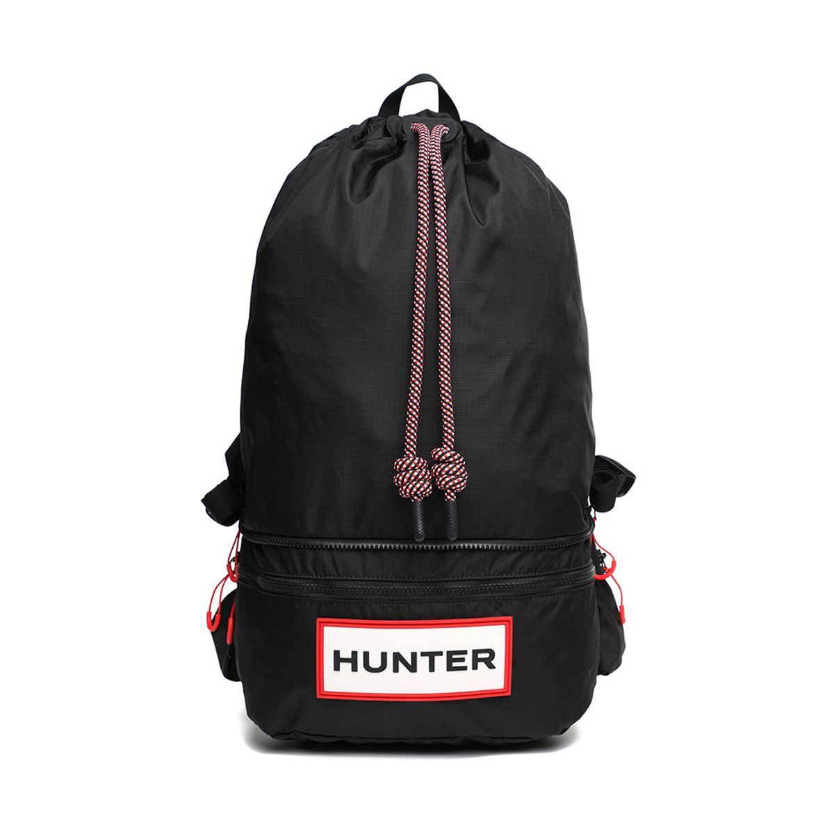 헌터(HUNTER) [UNISEX] 트래블 립스탑 백팩 - 블랙/로고레드 UBB1519NRSRBO