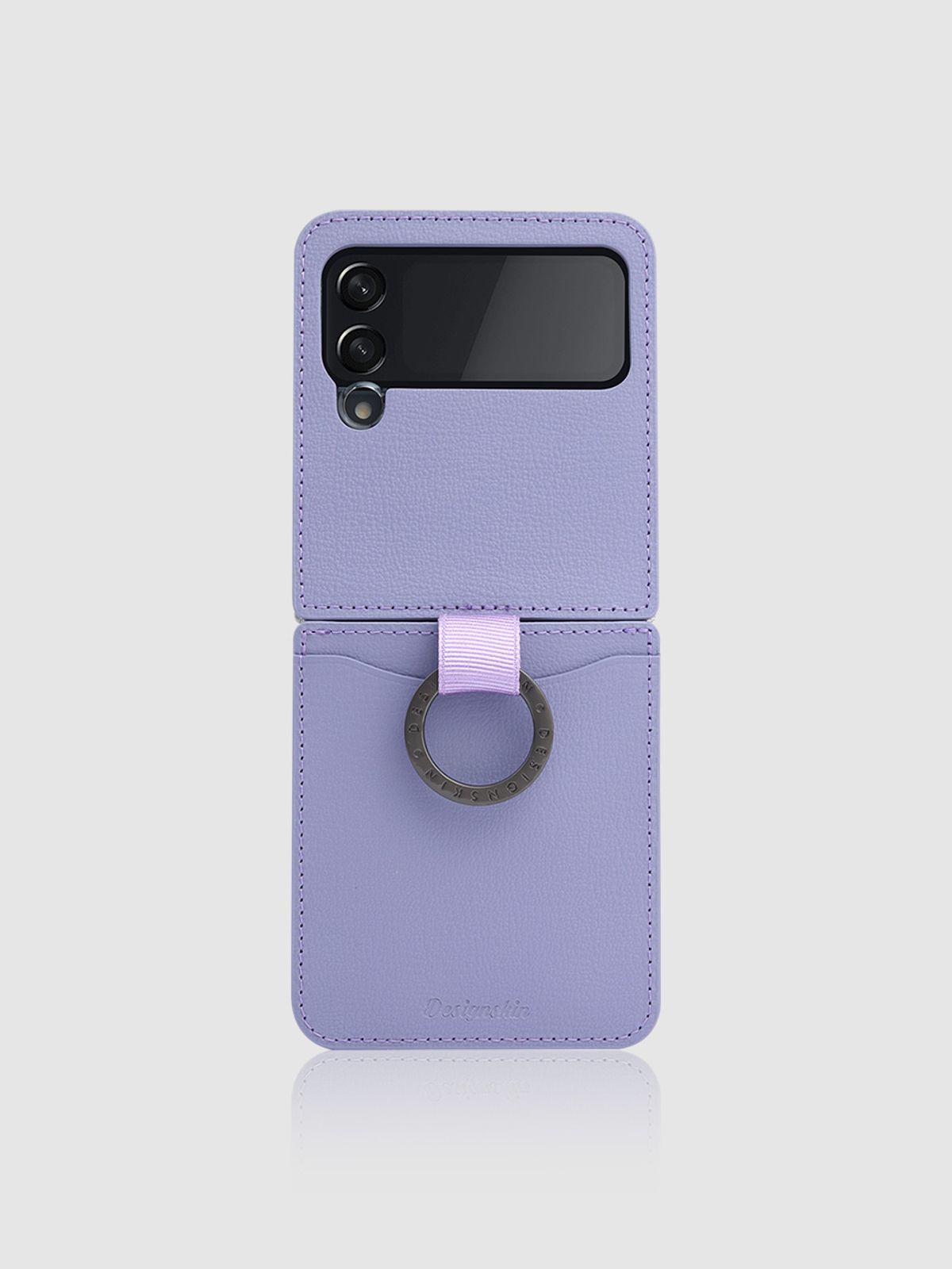 디자인스킨(DESIGNSKIN) 갤럭시Z플립4_3 링 그립 가죽 카드포켓 케이스Ver.2-바이올렛