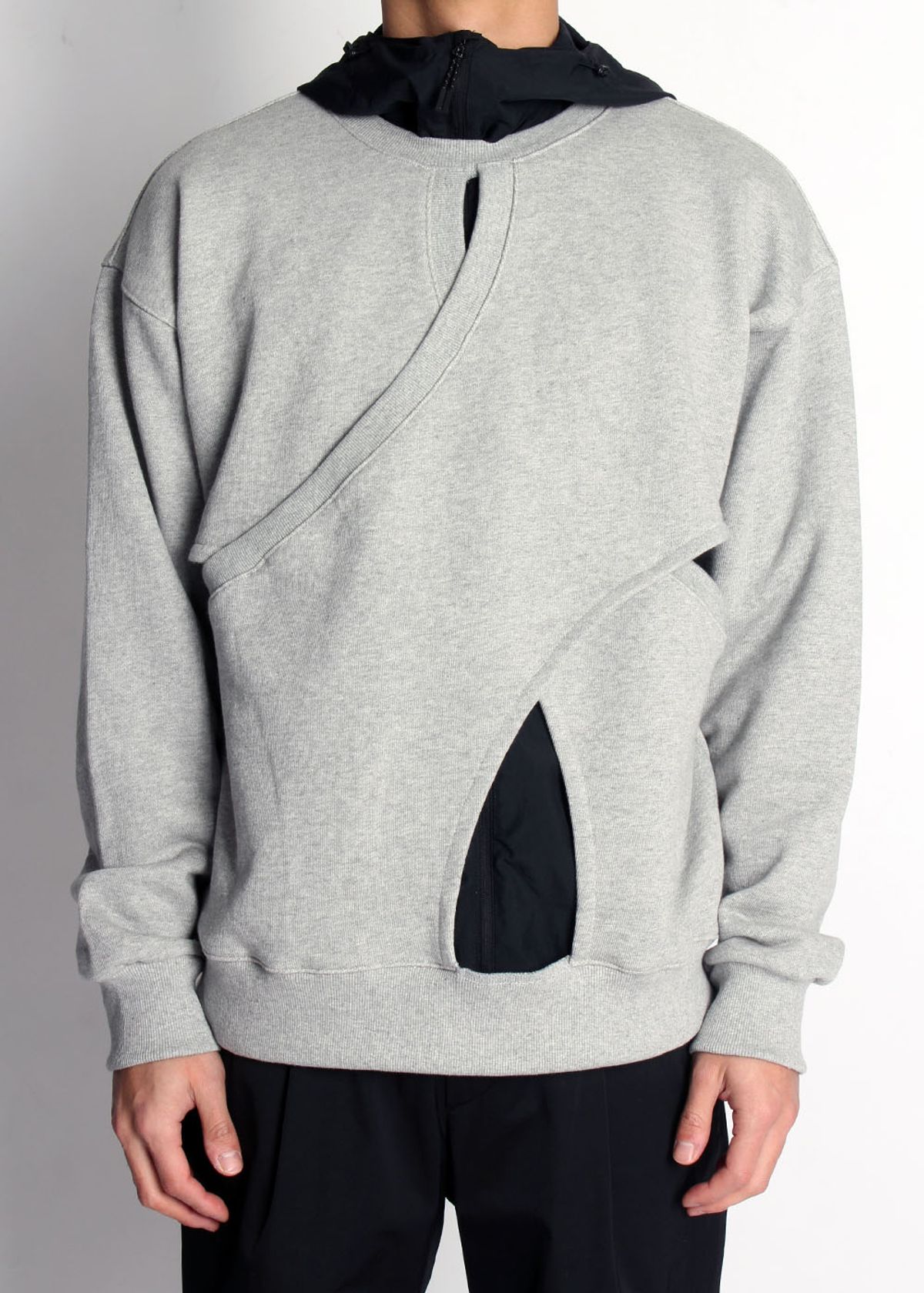 이레귤러(IRREGULAR) DOUBLE LAYERED SLIT SWEATSHIRT (GREY)