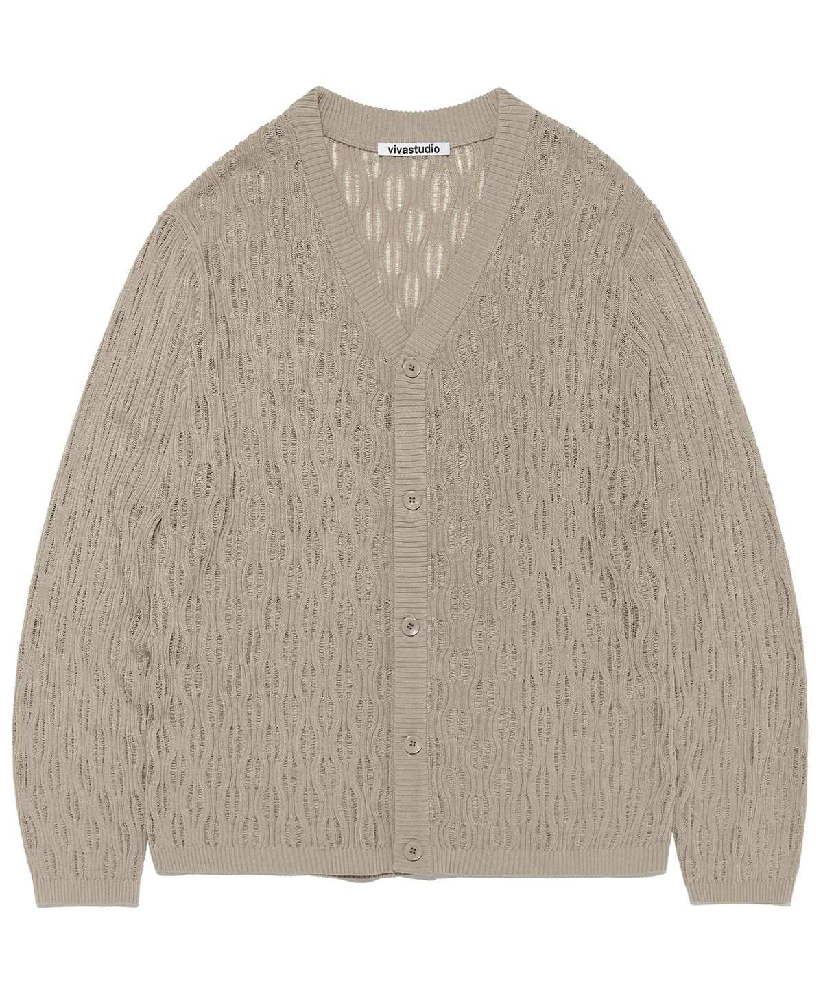 비바스튜디오(VIVASTUDIO) WAVE V-NECK CARDIGAN [BEIGE]
