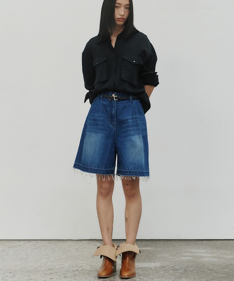 버뮤다 하프 데님 팬츠 (블루)