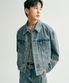 오버핏 크롭 데님 자켓 (블루)