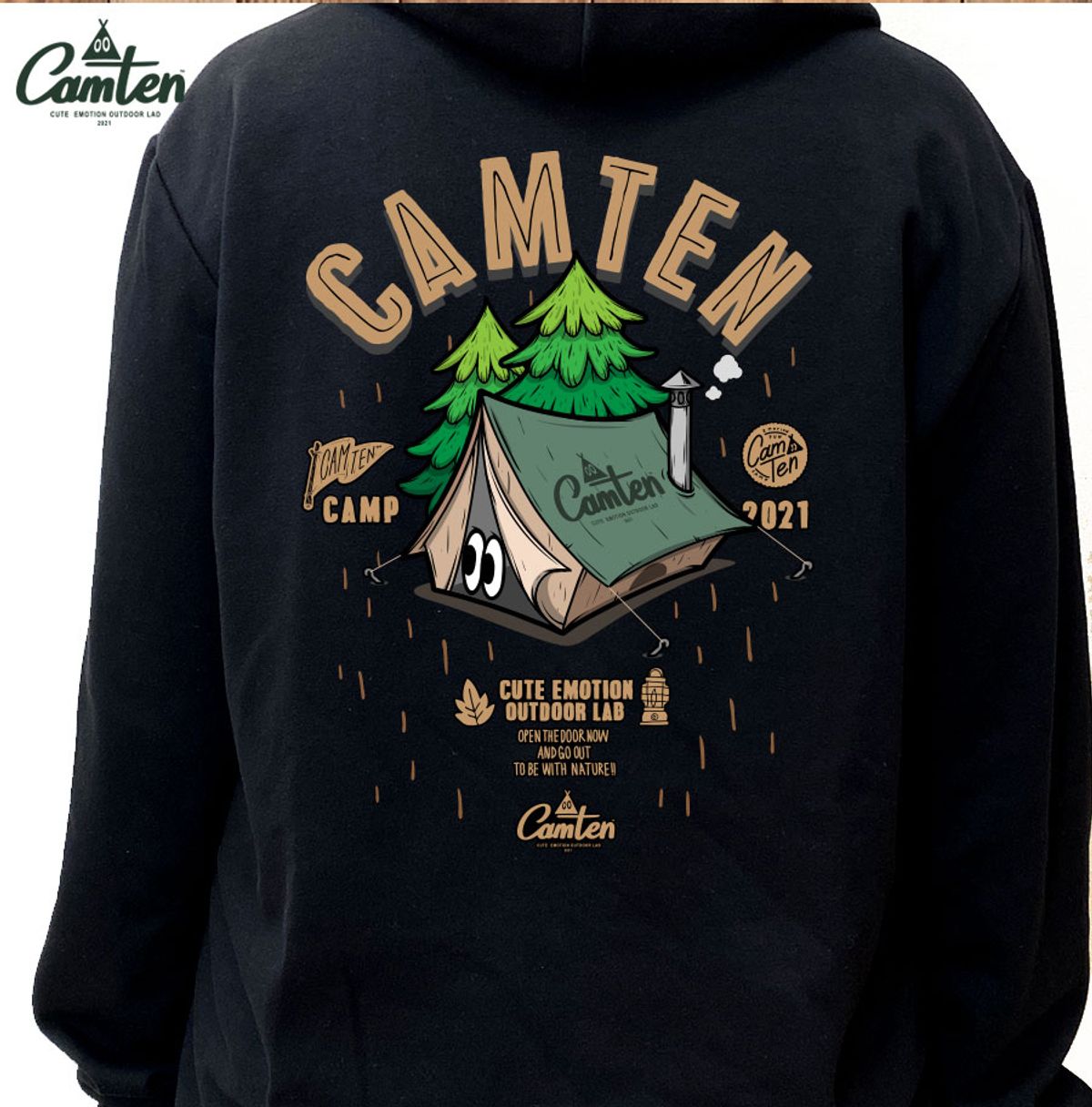 돌돌(DOLDOL) Camten-hoody-39 감성 캠핑 브랜드 캠텐 캐릭터 그래픽 후드티