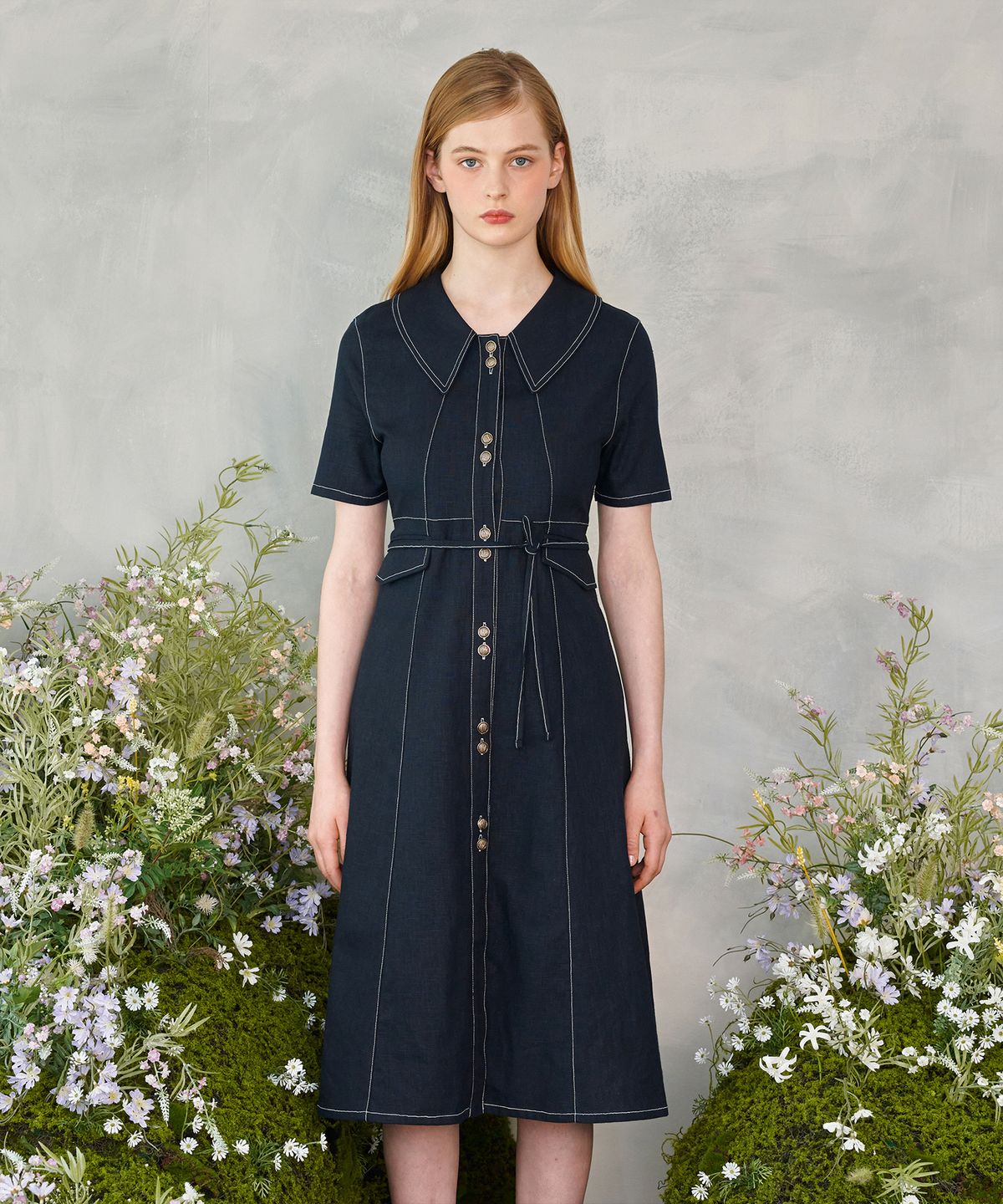 바이탈싸인(VITALSIGN) Two Button Collar Stitch Dress
