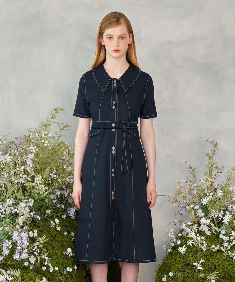Two Button Collar Stitch Dress