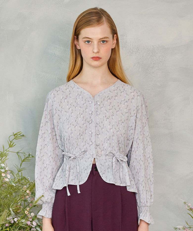 Lace Button Puff Blouse (2colors)