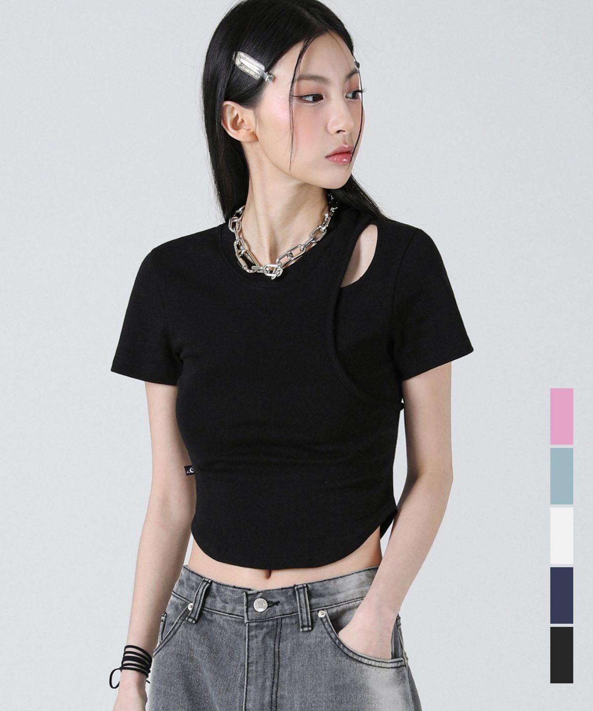 어반드레스(AVANDRESS) hole-cut crop tee - 5COL