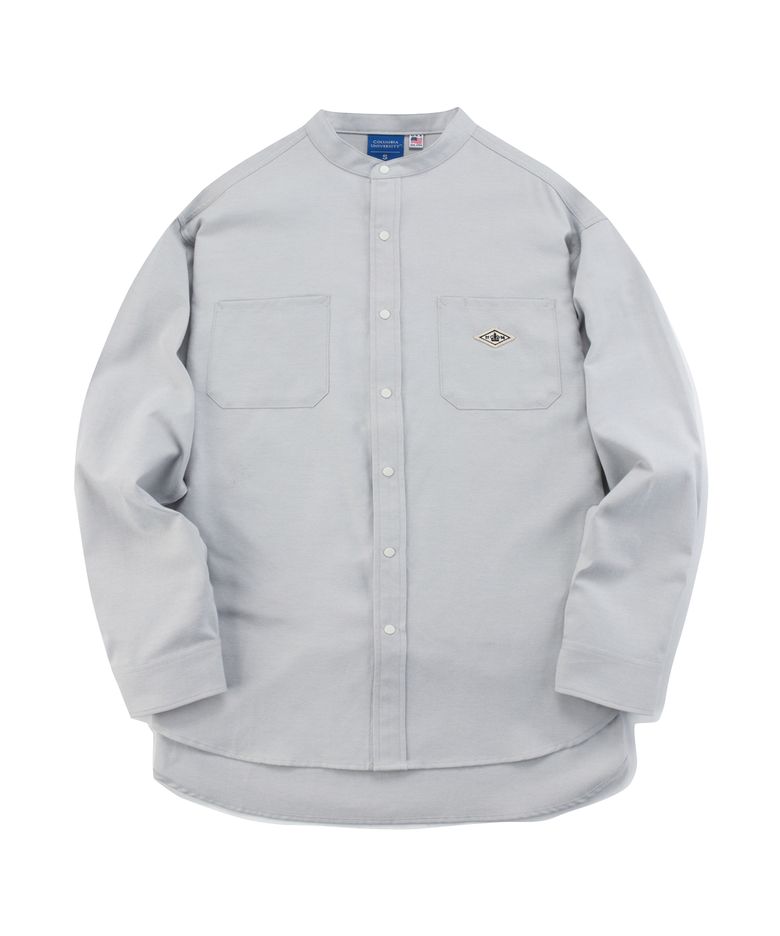 1754 CROWN OVERFIT OXFORD HENLY NECK SHIRTS 그레이