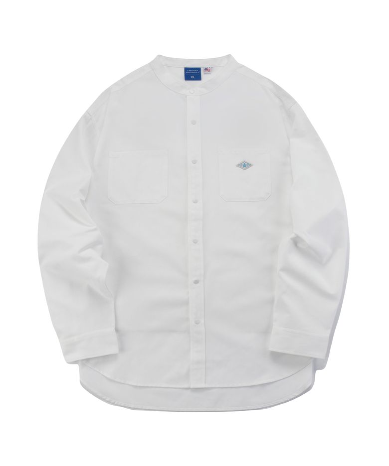 1754 CROWN OVERFIT OXFORD HENLY NECK SHIRTS 화이트