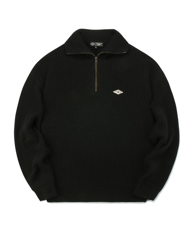1754 CROWN OVERFIT HALF ZIP-UP SWEATER 블랙