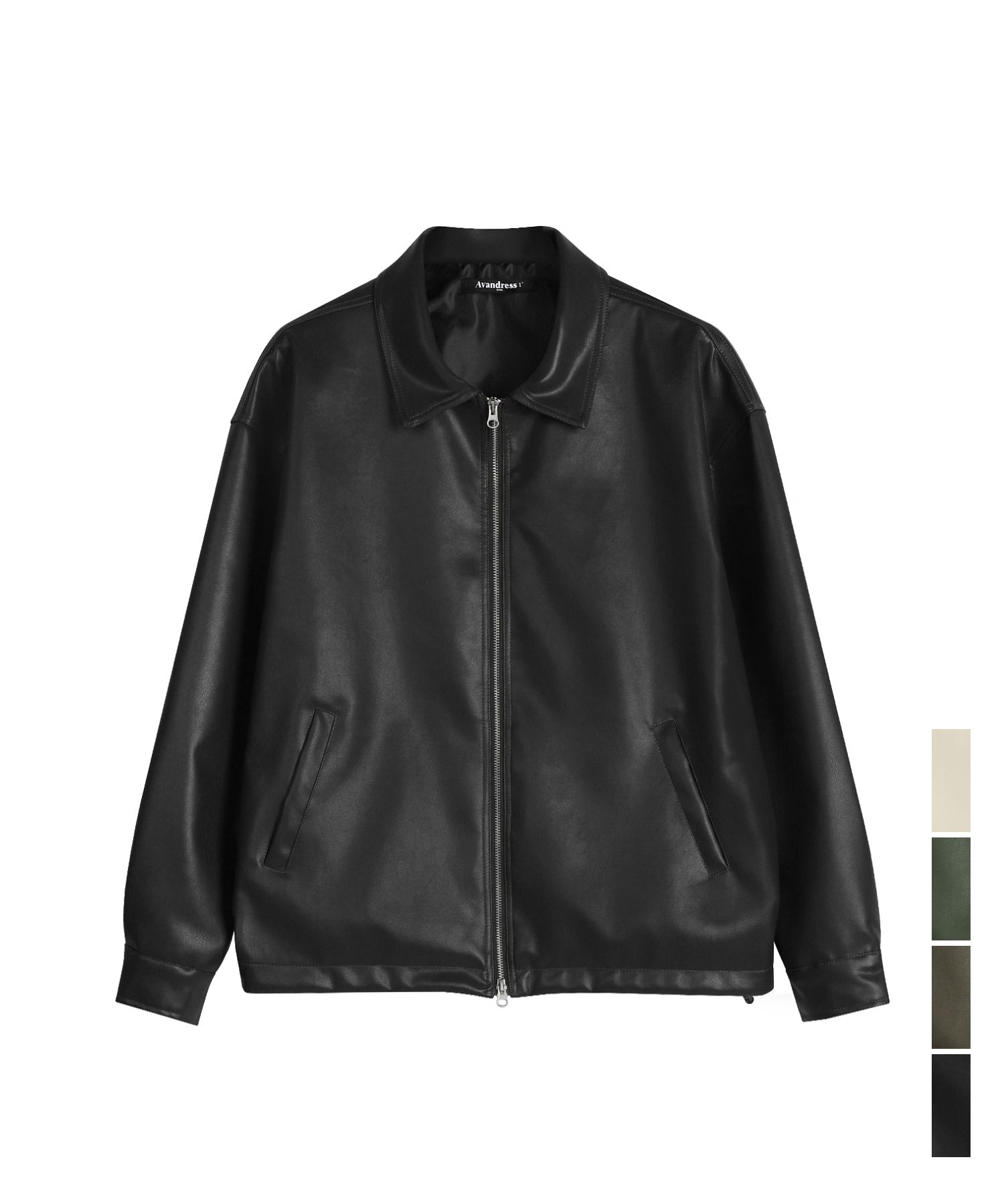 レザージャケット・コート AVANDRESS Collar button vegan leather jacket 4COL MUSINSA公式 | AVANDRESS Two Way Zipper Collar Vegan leather