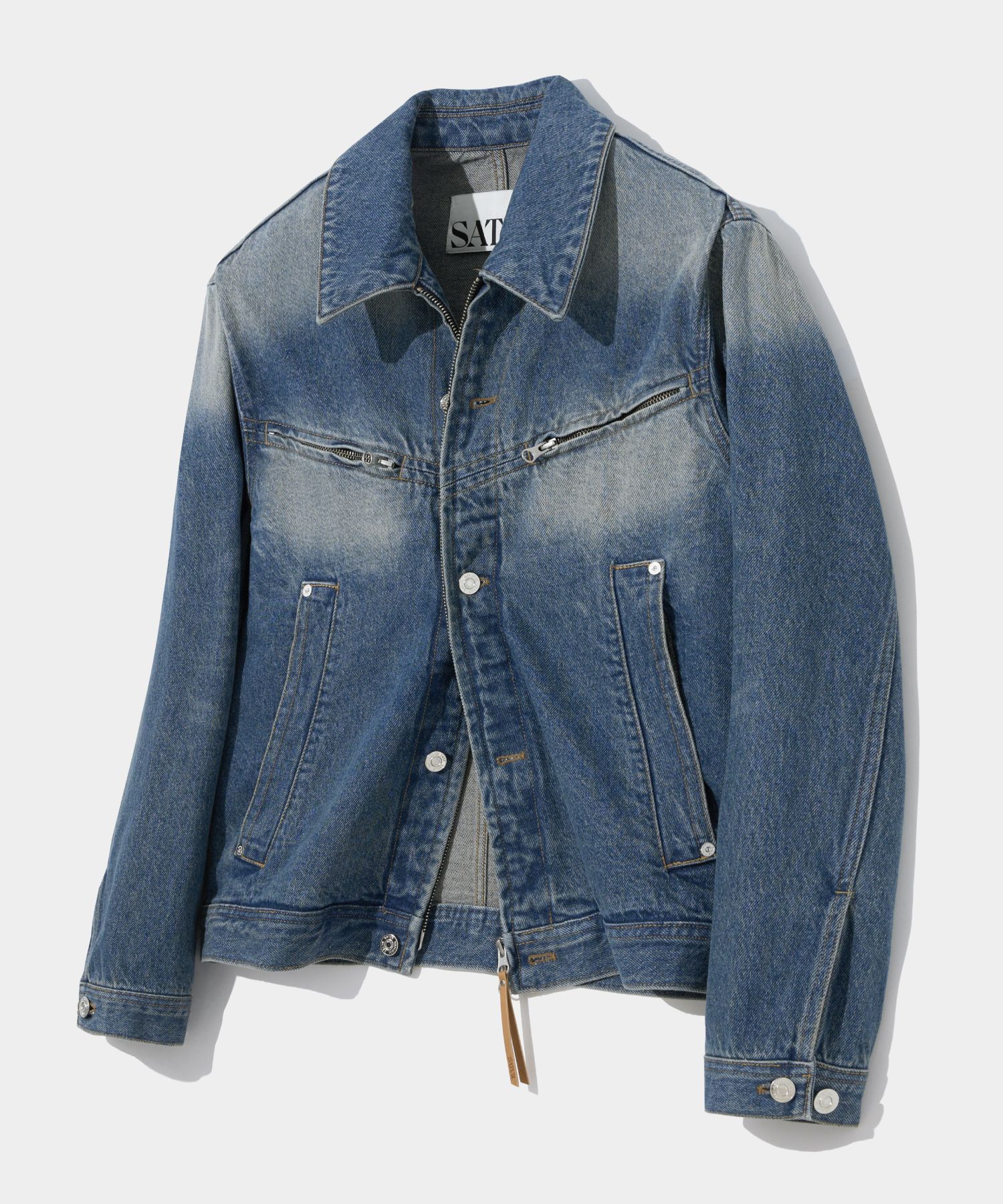 ◆SATUR◆ Gabon washed denim trucker jacket light blue SA241 MUSINSA | SATUR Gabon washed denim trucker jacket light blue